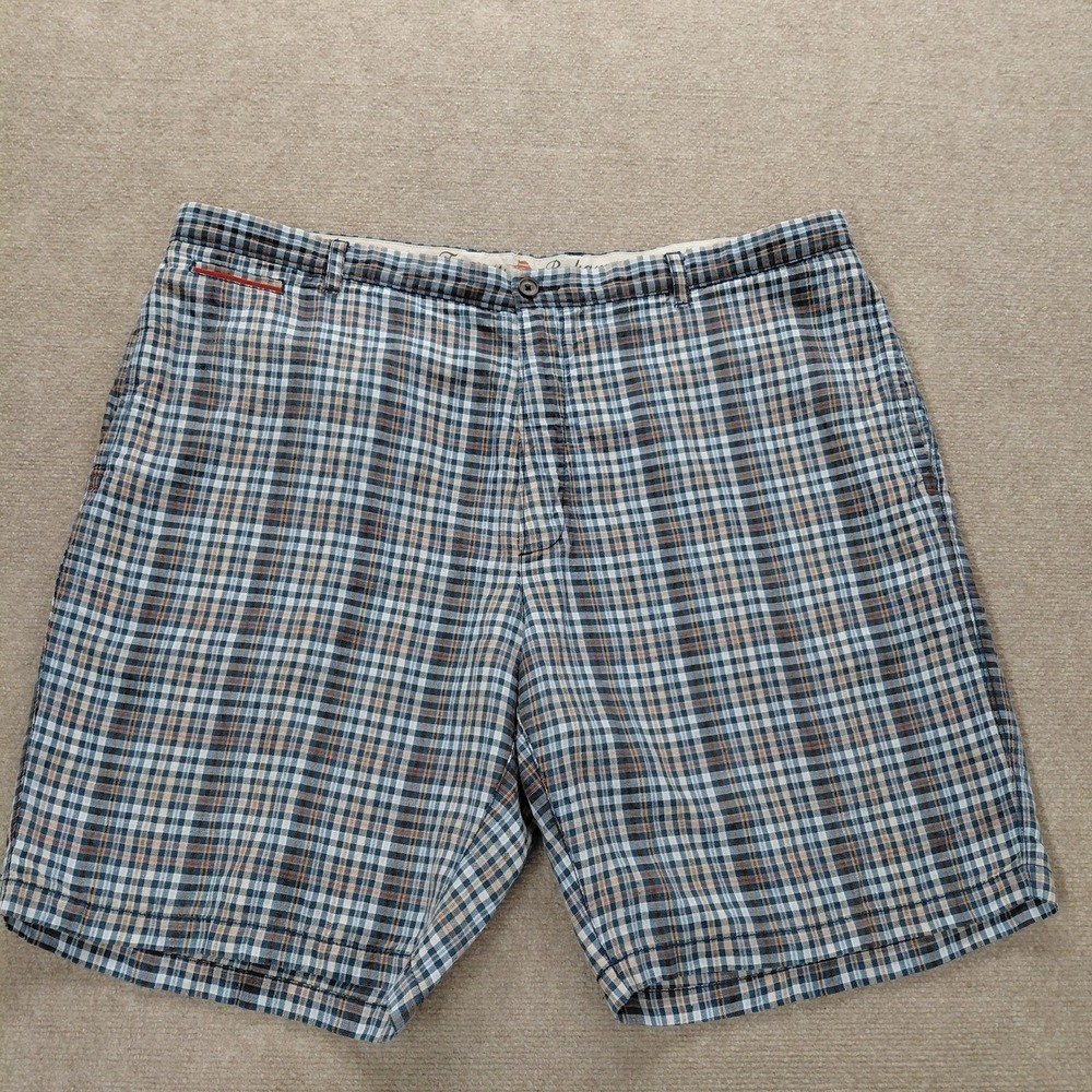 Tommy Bahama‎ Relax Shorts Mens 44 Blue Plaid Flat Front Casual Golf Chino 10"